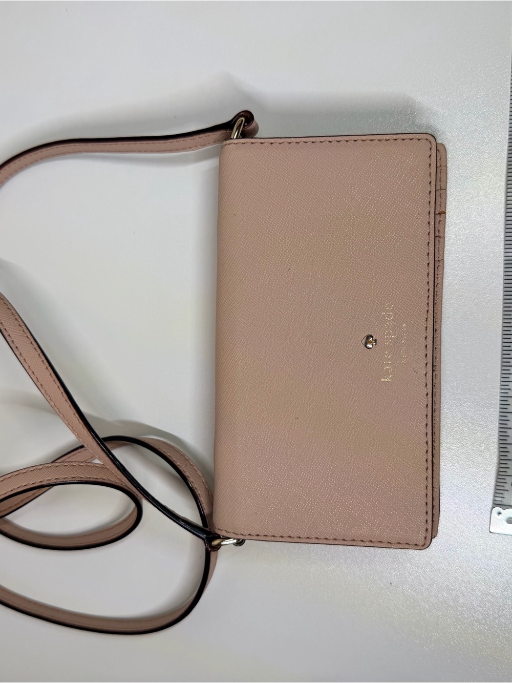 kate spade blush pink saffiano crossbody wallet